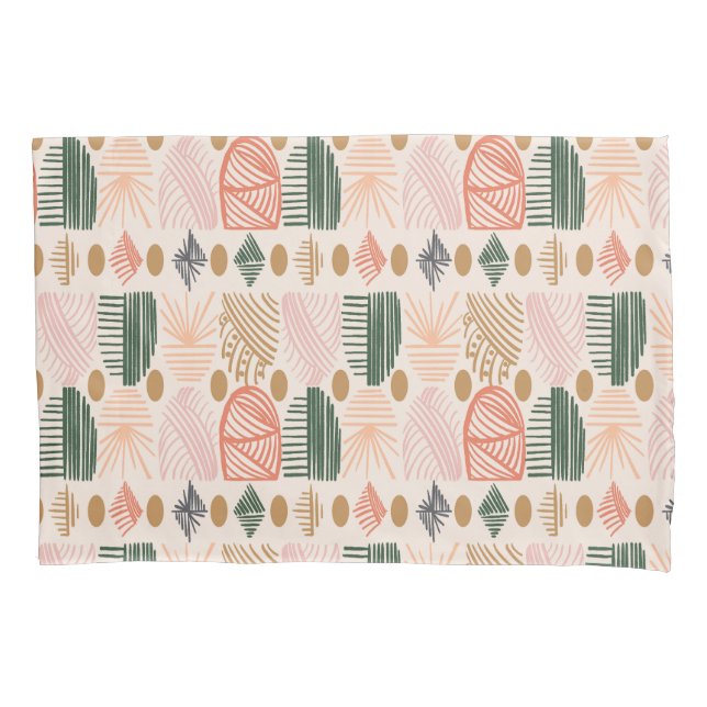 Caribe Tribal Mudcloth: Boho Dark Verde, Rosa (Frente)