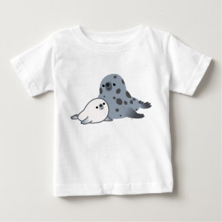 Caricatura Bela Selo-Mãe E Camiseta De Bebê