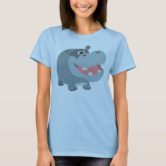 Caricatura Bonita Sorrindo Hippo Mulheres Camiseta