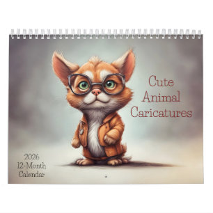 Caricaturas de Animais Fofos Calendário 2026 12 Me