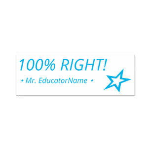 Carimbo Auto Entintado "100% CERTO!" + Nome personalizado do professor