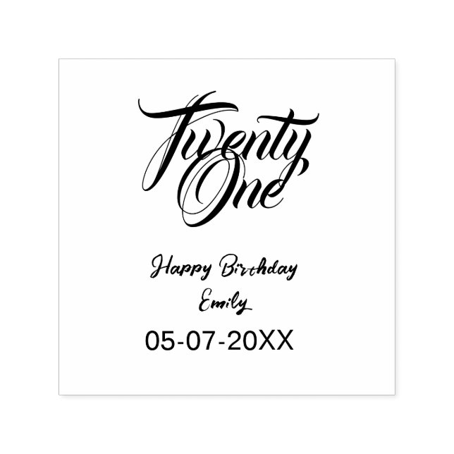 Carimbo Auto Entintado 21st birthday add name date year blue template thi (Design)