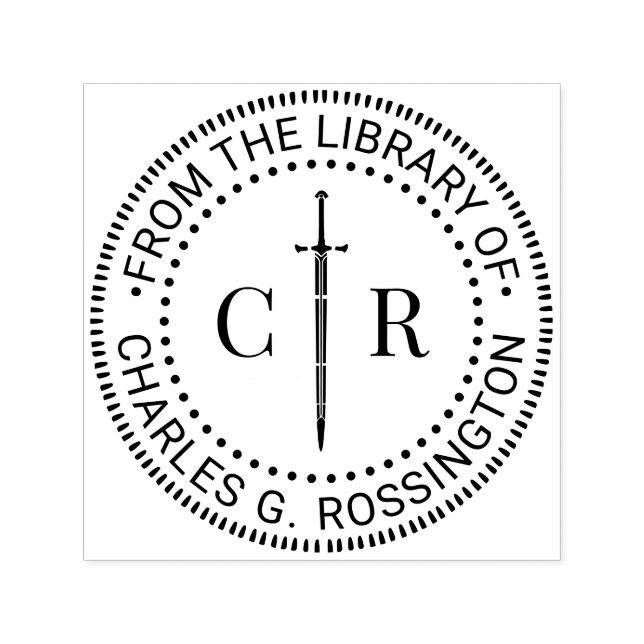 Carimbo Auto Entintado 2 Espada Monográfica Inicial #1 Nome do Livro da B (Design)