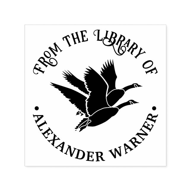 Carimbo Auto Entintado 2 Gansos no Livro da Biblioteca de Voo (Design)