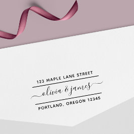 Carimbo Auto Entintado 2 Linhas de Caligrafia Script de Casal Endereço de