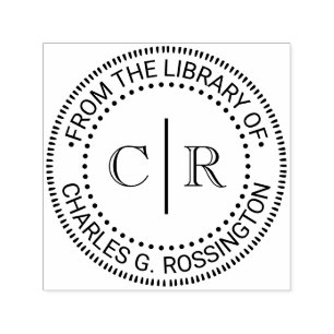 Carimbo Auto Entintado 2 Monograma Inicial #2 Biblioteca Espaçadora Verti