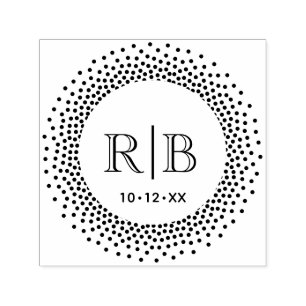 Carimbo Auto Entintado 2 Monograma Inicial Arredondado Pontilhado Pontos 