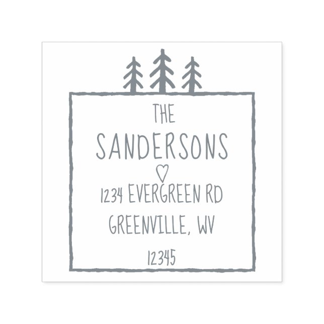 Carimbo Auto Entintado 3 Árvores Rustic Woodland Calm Forest Endereço de  (Design)