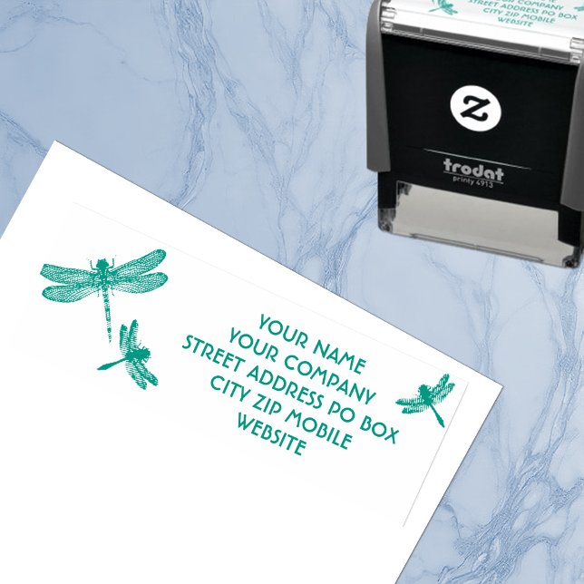 Carimbo Auto Entintado 3 DRAGONFLIES insetos endereço pessoal (Criador carregado)