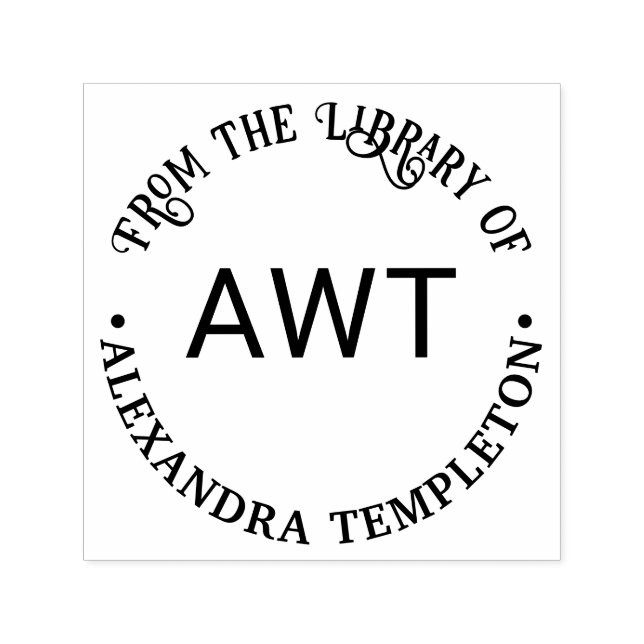 Carimbo Auto Entintado 3 Initial Monogram From the library of Book Name P (Design)