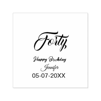 Carimbo Auto Entintado 40th forty letterbirthday add name date year gray 