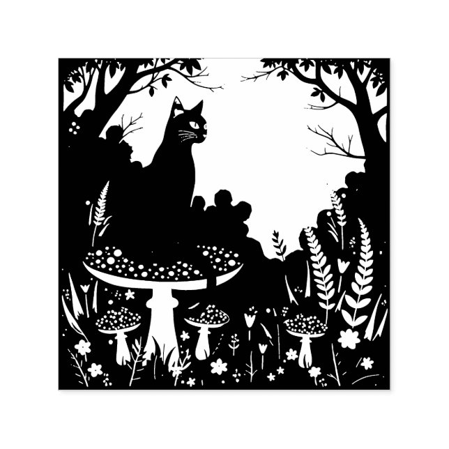 Carimbo Auto Entintado A Familiar Black Cat And Toadstools Halloween 4 (Design)