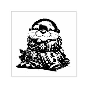 Carimbo Auto Entintado A lona de Natal em um Scarf