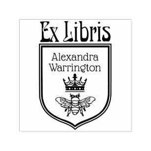 Carimbo Auto Entintado Abelha com Emblema de Brasão de Armas Ex Libris No