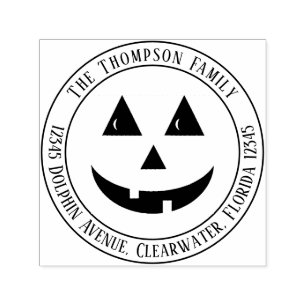 Carimbo Auto Entintado Abóbora Endereço de Retorno Simples Jack O Lantern