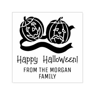 Carimbo Auto Entintado Abóboras Sorridente e Tristonhas Feliz Halloween N