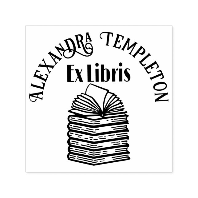 Carimbo Auto Entintado Abrir Livro sobre o Nome do Livro da Biblioteca R3 (Design)