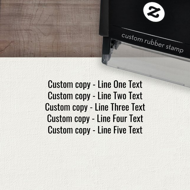 Carimbo Auto Entintado Adicione seu texto favorito - Cinco linhas retorna (Custom Self-inking Rubber Stamp)