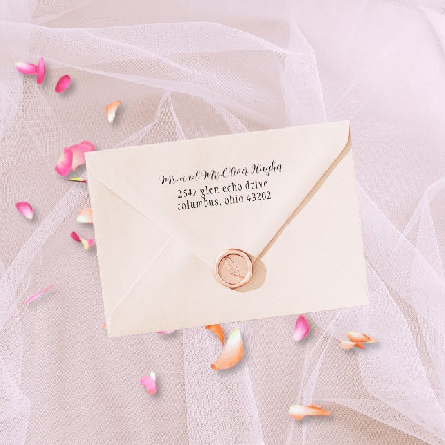 Carimbo Auto Entintado Adorável endereço de devolução de script Na moda (Lovely and feminine address stamp)