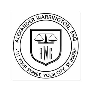 Carimbo Auto Entintado Advogado Escala Justiça #3NS Lei Nome Endereço