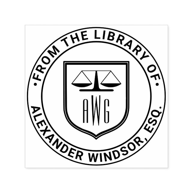 Carimbo Auto Entintado Advogado Escala Justiça #3NS — Livro da Biblioteca (Design)