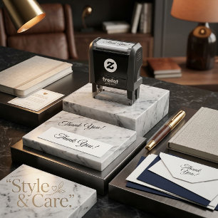 Carimbo Auto Entintado Agradecimento Personalizável 1,4" x 0,4" Auto-Enti