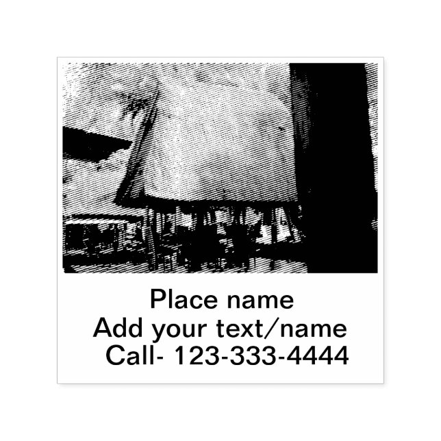 Carimbo Auto Entintado água oceano praia foto adicionar nome texto local  (Design)