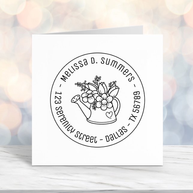 Carimbo Auto Entintado Águas de jardim podem florescer endereço redondo 4 (Criador carregado)