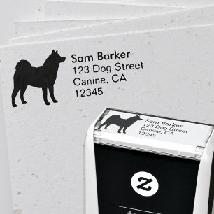 Carimbo Auto Entintado Akita Dog Breed Silhouette Return Address