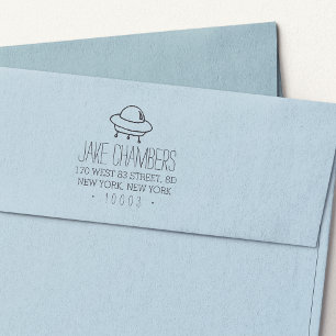 Carimbo Auto Entintado Alienígena Espachante Kids Endereço de Devolução