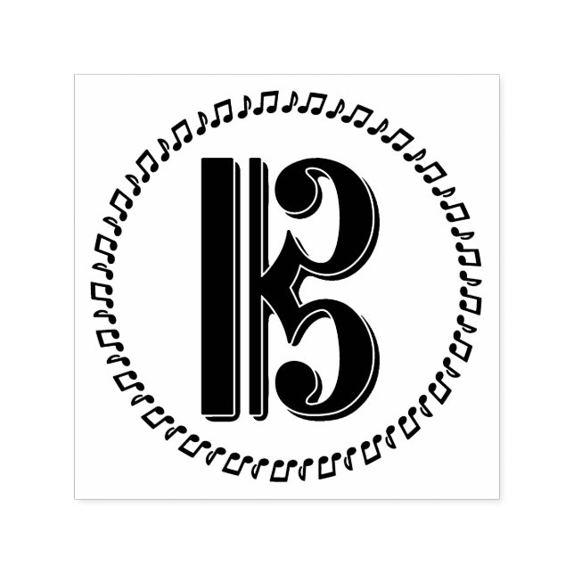 Carimbo Auto Entintado Alto ou Tenor Clef Music Note Design C Clef (Design)