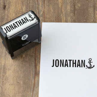 Carimbo Auto Entintado Anchor with Name Signature Stamp