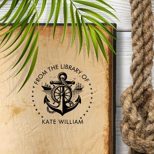 Carimbo Auto Entintado Âncora de navio à vela da biblioteca da Ronda