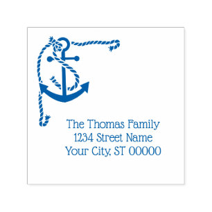 Carimbo Auto Entintado Âncora do canto com nome de linha Endereço de reto