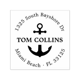 Carimbo Auto Entintado Âncora Náutica Elegante | Endereço para devolução