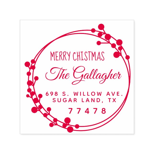 Carimbo Auto Entintado Anel de Natal Endereço de Regresso de Natal Merry (Design)