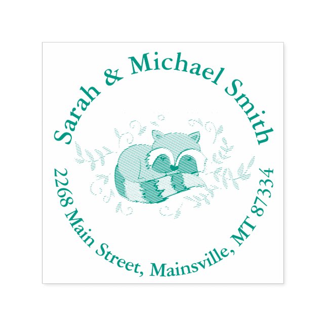 Carimbo Auto Entintado Animais da Floresta Chá de fraldas Raccoon (Design)