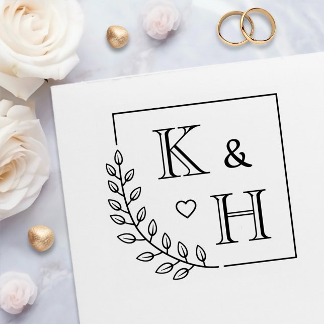 Carimbo Auto Entintado Aniversário de Casamento Inicial do Monograma de B (Criador carregado)