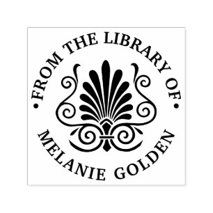 Carimbo Auto Entintado Arabesque de Pluma Art Déco Da biblioteca de Nome