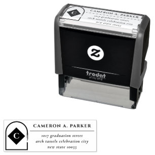 Carimbo Auto Entintado Arco Borlas Quadro Minimalista Monograma Graduação