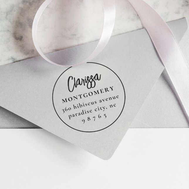 Carimbo Auto Entintado Arredondar Boho Moderno Nome Personalizado e Ender (Stamp Mockup)