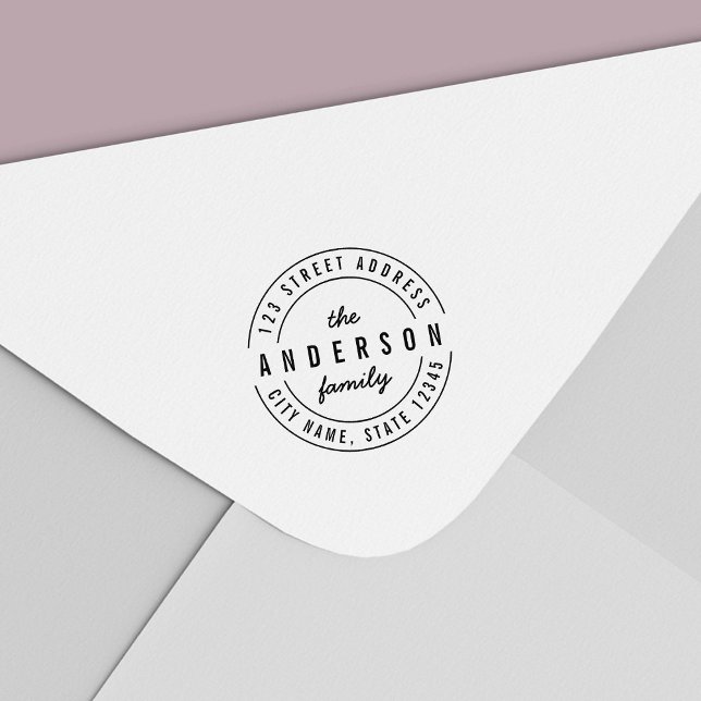 Carimbo Auto Entintado Arredondar Endereço de Devolução do Nome da Famíli (Criador carregado)