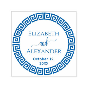 Carimbo Auto Entintado Arredondar Nomes de Chave Grego S Data Casamento