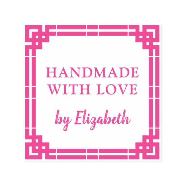 Carimbo Auto Entintado Art deco Handmade with Love (Design)