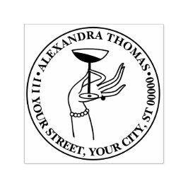 Carimbo Auto Entintado Art Deco Lady segurando vidro de champanhe