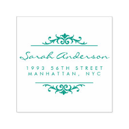 Carimbo Auto Entintado Arte Deco Ornament & Na moda Script Return Address