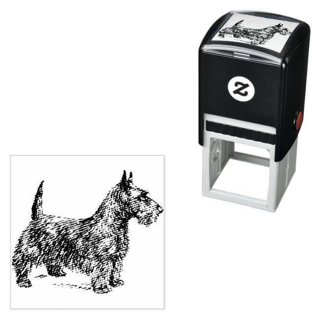 Carimbo Auto Entintado Arte Desenhada de Fox Terrier (In Situ)
