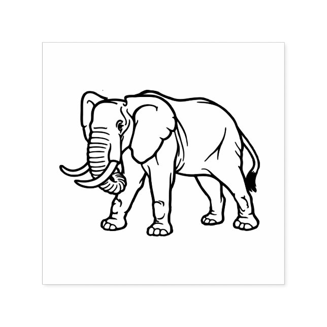 Carimbo Auto Entintado Arte Linear de Elefante #2 Apenas Imagem, Sem Text (Design)