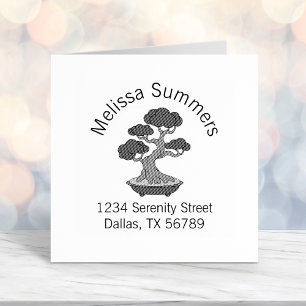 Carimbo Auto Entintado Árvore Bonsai em um endereço de arca de bandeja, g