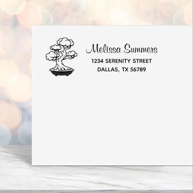 Carimbo Auto Entintado Árvore Bonsai japonesa em um endereço de bandeja 4 (Criador carregado)